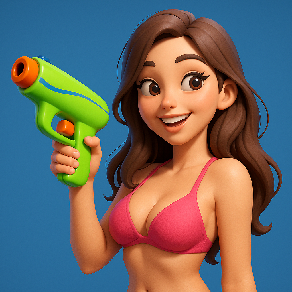 3D Character Model - Woman with water gun